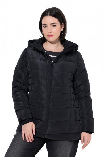 Ulla Popken 820889 Vatteret frakke Sort - Frakker - Frakker i store størrelser
