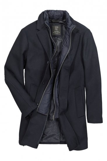 JP1880 821066 Quiltet Uldfrakke Mørkeblå - Jakker - Jakker i store størrelser, 2XL- 12XL