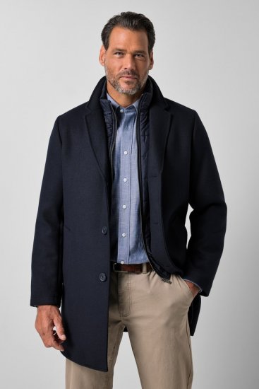 JP1880 821066 Quiltet Uldfrakke Mørkeblå - Jakker - Jakker i store størrelser, 2XL- 12XL