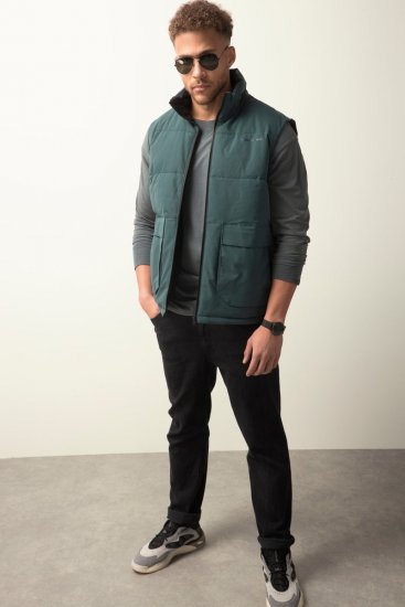 STHUGE 821232 Quiltet vest med lynlås Olivengrøn - Jakker - Jakker i store størrelser, 2XL- 12XL