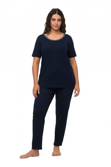 Ulla Popken 821244 Prikket pyjamas Mørkeblå - Pyjama/Loungewear - 