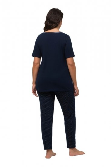 Ulla Popken 821244 Prikket pyjamas Mørkeblå - Pyjama/Loungewear - 