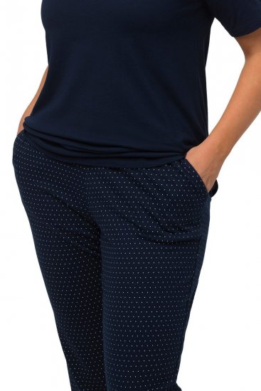 Ulla Popken 821244 Prikket pyjamas Mørkeblå - Pyjama/Loungewear - 