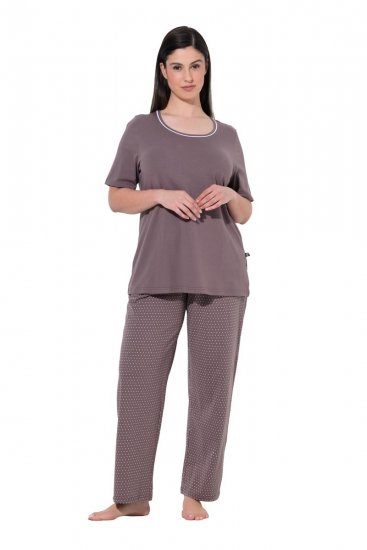 Ulla Popken 821244 Prikket pyjamas Brun - Pyjama/Loungewear - 