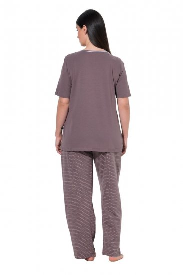 Ulla Popken 821244 Prikket pyjamas Brun - Pyjama/Loungewear - 