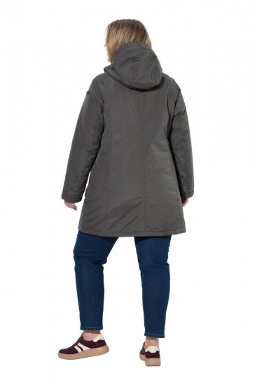 Ulla Popken 821737 HYPRAR vatteret parka med hætte Mørkegråmeleret - Jakker - Dame jakker i store størrelser