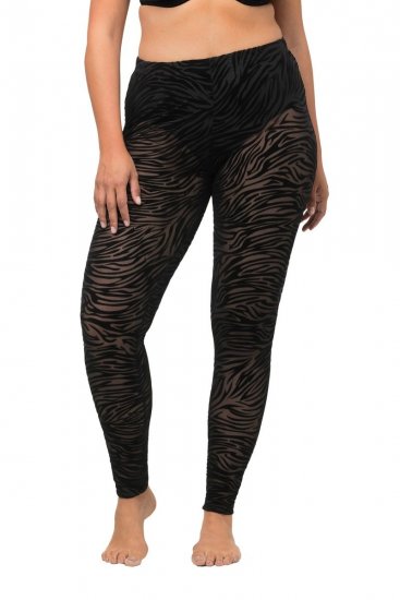 Ulla Popken 822286 Dyreprintede strømpeleggings Sort - Strømpebukser & strømper - 