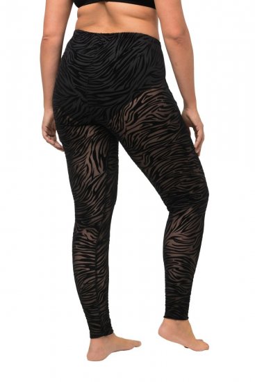 Ulla Popken 822286 Dyreprintede strømpeleggings Sort - Strømpebukser & strømper - 
