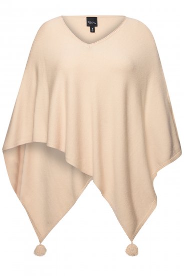 Ulla Popken Knit Pointed Hem Poncho Nature Melange - Hættetrøjer og sweatshirts - Bløde sweatshirts, hoodies & strik