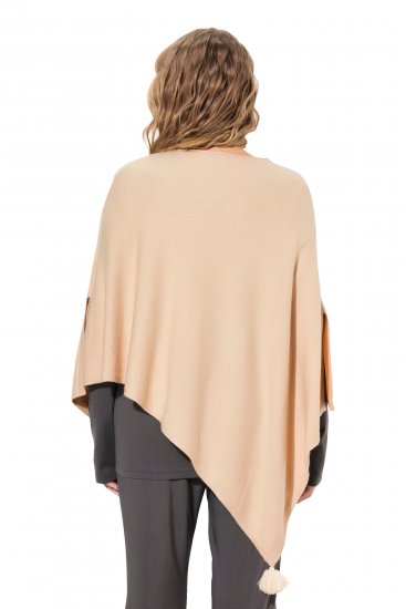 Ulla Popken Knit Pointed Hem Poncho Nature Melange - Hættetrøjer og sweatshirts - Bløde sweatshirts, hoodies & strik