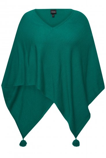 Ulla Popken Knit Pointed Hem Poncho Emerald Green - Hættetrøjer og sweatshirts - 
