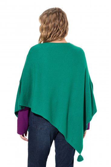 Ulla Popken Knit Pointed Hem Poncho Emerald Green - Hættetrøjer og sweatshirts - 