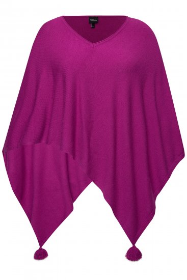 Ulla Popken Knit Pointed Hem Poncho Berry - Hættetrøjer og sweatshirts - Bløde sweatshirts, hoodies & strik