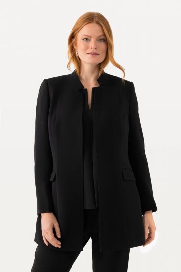 Ulla Popken 823318 Blazer med høj krave Sort - Blazere - Blazere i plusstørrelser til kvinder