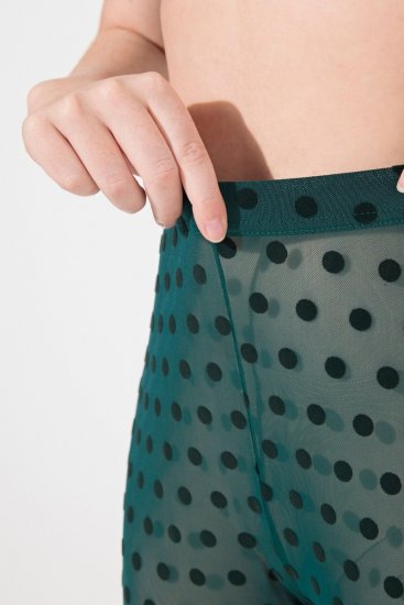 Ulla Popken 823383 Prikkede strømpeleggings Olivengrøn - Strømpebukser & strømper - 