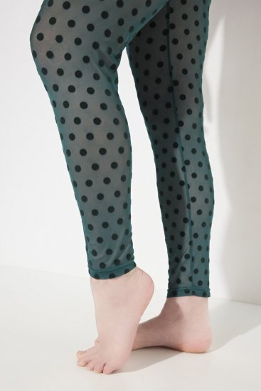Ulla Popken 823383 Prikkede strømpeleggings Olivengrøn - Strømpebukser & strømper - 