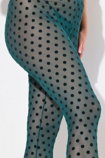 Ulla Popken 823383 Prikkede strømpeleggings Olivengrøn - Strømpebukser & strømper - 