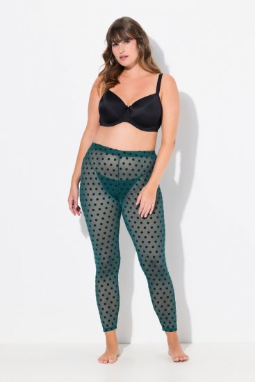 Ulla Popken 823383 Prikkede strømpeleggings Olivengrøn - Strømpebukser & strømper - 
