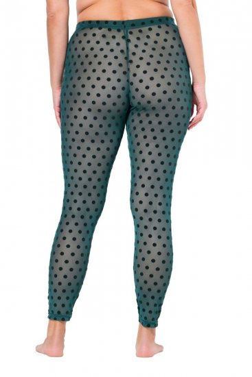 Ulla Popken 823383 Prikkede strømpeleggings Olivengrøn - Strømpebukser & strømper - 