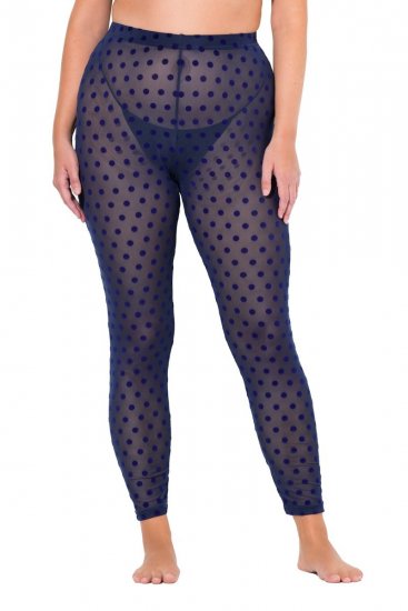 Ulla Popken 823383 Prikkede strømpeleggings Mørkeblå - Strømpebukser & strømper - 