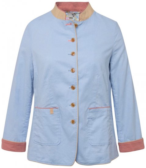 Ulla Popken 823538 Blazer i hørblanding med høj krave Lyseblå - Blazere - Blazere i plusstørrelser til kvinder