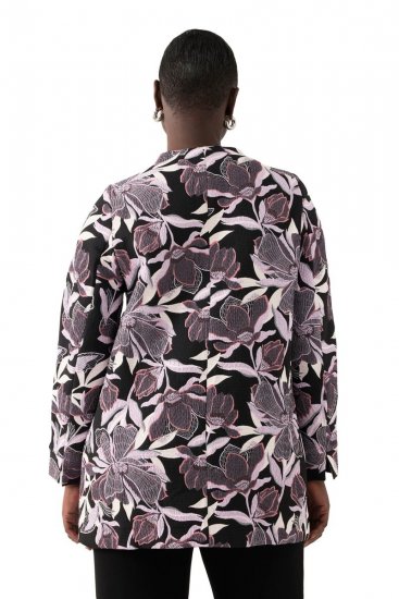 Ulla Popken 823967 Blomstret jacquardblazer med 3/4-ærmer Sort - Blazere - Blazere i plusstørrelser til kvinder
