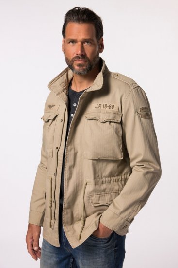 JP1880 Field Jacket with Badges Vintage Look Dark Beige - Jakker - Jakker i store størrelser, 2XL- 12XL
