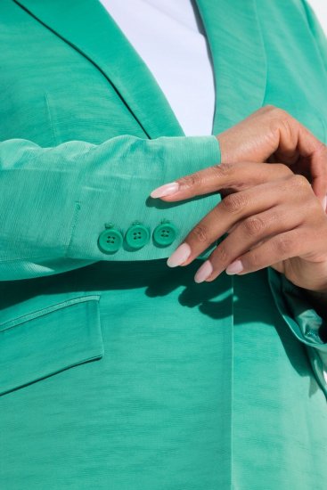 Ulla Popken 826161 Struktureret blazer Grøn - Blazere - Blazere i plusstørrelser til kvinder
