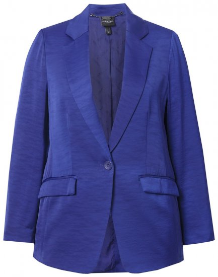 Ulla Popken 826161 Struktureret blazer med klaplommer Mørkeblå - Blazere - Blazere i plusstørrelser til kvinder