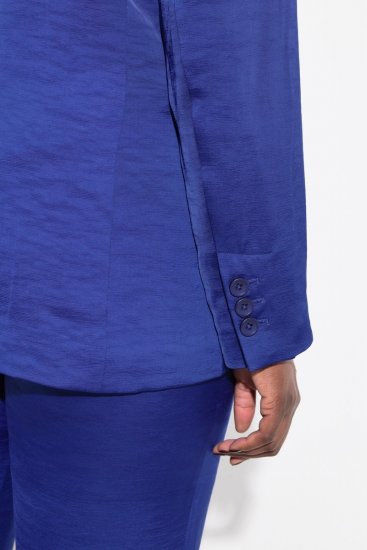 Ulla Popken 826161 Struktureret blazer med klaplommer Mørkeblå - Blazere - Blazere i plusstørrelser til kvinder