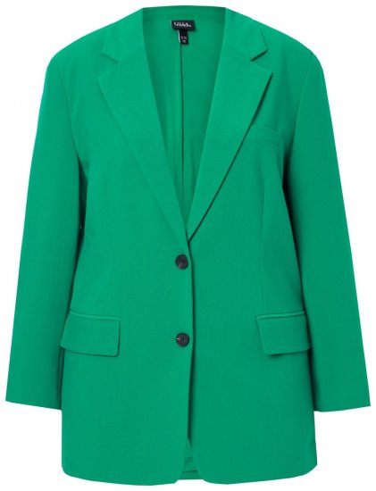 Ulla Popken 826487 Oversize blazer med klaplommer Smaragdgrøn - Blazere - Blazere i plusstørrelser til kvinder