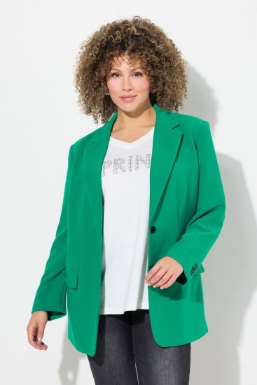 Ulla Popken 826487 Oversize blazer med klaplommer Smaragdgrøn - Blazere - Blazere i plusstørrelser til kvinder