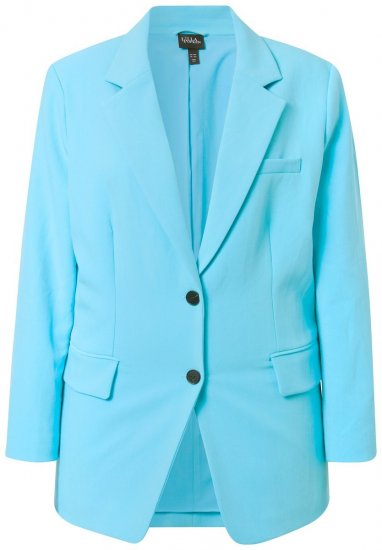 Ulla Popken 826487 Oversize blazer med klaplommer Lys turkis - Blazere - Blazere i plusstørrelser til kvinder