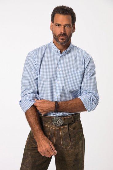 JP1880 Modern Fit Button-Down Collar Long Sleeve Check Shirt Light Blue - Skjorter - Skjorter til store mænd 2XL- 8XL