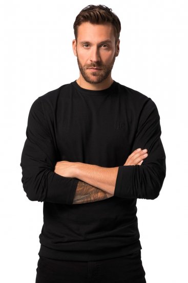JP1880 827128 Langærmet T-shirt med maveform Sort - T-shirts - T-shirts i store størrelser - 2XL-14XL