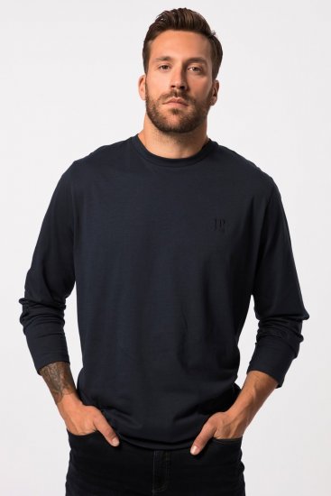 JP1880 827128 Langærmet T-shirt med maveform Mørkeblå - T-shirts - T-shirts i store størrelser - 2XL-14XL