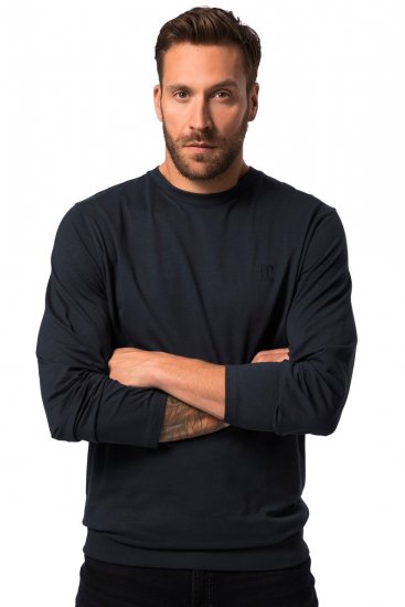 JP1880 827128 Langærmet T-shirt med maveform Mørkeblå - T-shirts - T-shirts i store størrelser - 2XL-14XL