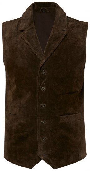 JP1880 827437 Ruskindsvest med revers Mørkebrun - Habitter og blazere - Habitter og jakkesæt i store størrelser