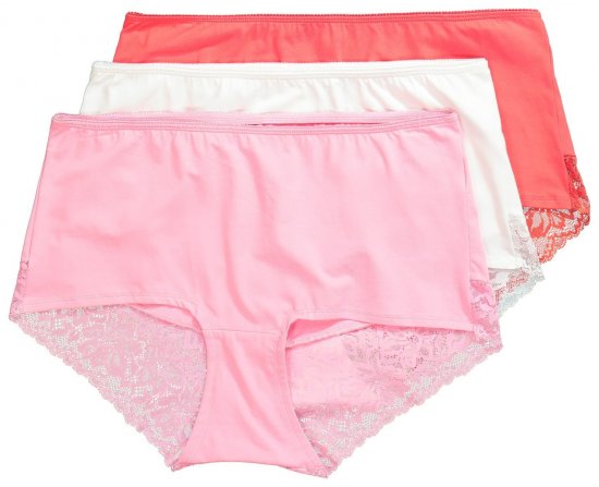 Ulla Popken 827465 Hipstertrusser med blonde 3-pak Rosa - Trusser - 