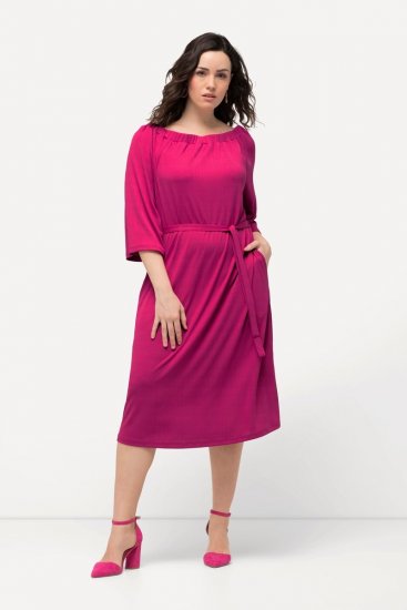 Ulla Popken 827740 Jerseykjole med 3/4-ærmer Rosa - Midikjoler - Midikjoler i store størrelser