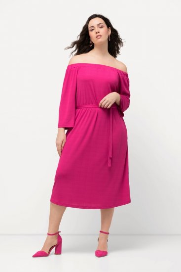 Ulla Popken 827740 Jerseykjole med 3/4-ærmer Rosa - Midikjoler - Midikjoler i store størrelser