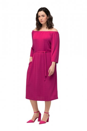 Ulla Popken 827740 Jerseykjole med 3/4-ærmer Rosa - Midikjoler - Midikjoler i store størrelser