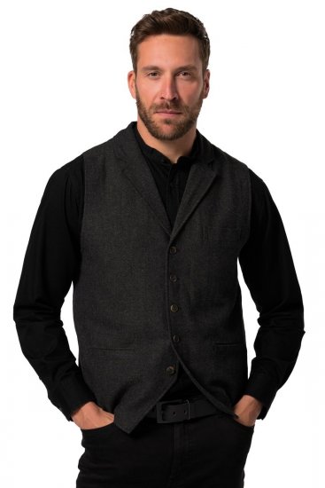 JP1880 828736 Tweedvest med strikket ryg Sort - Habitter og blazere - Habitter og jakkesæt i store størrelser