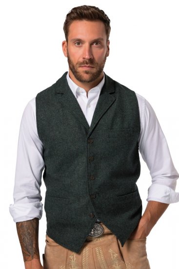 JP1880 828736 Tweedvest med strikket ryg Flaskegrøn - Habitter og blazere - Habitter og jakkesæt i store størrelser