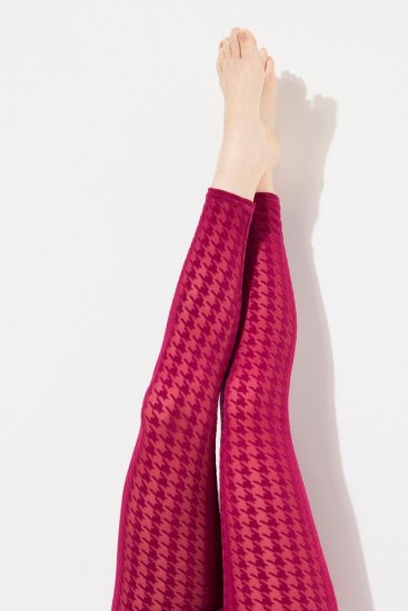 Ulla Popken 828982 Ternede strømpeleggings Bærrød - Strømpebukser & strømper - 