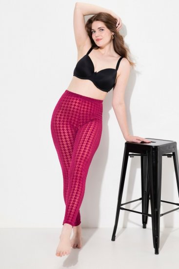 Ulla Popken 828982 Ternede strømpeleggings Bærrød - Strømpebukser & strømper - 