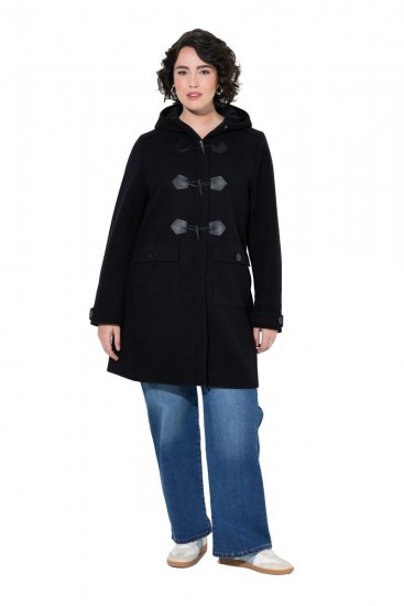 Ulla Popken 829347 Duffelcoat Sort - Frakker - Frakker i store størrelser