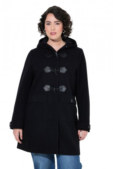 Ulla Popken 829347 Duffelcoat Sort - Frakker - Frakker i store størrelser