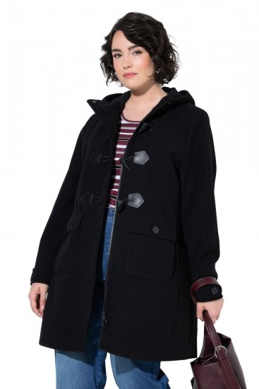 Ulla Popken 829347 Duffelcoat Sort - Frakker - Frakker i store størrelser