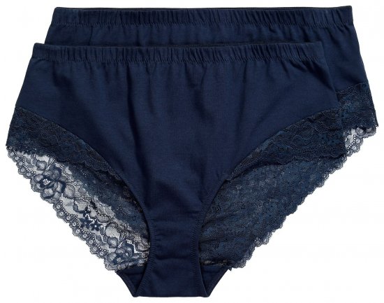 Ulla Popken 830094 Trusser med blonde 2-pak Mørkeblå - Trusser - 